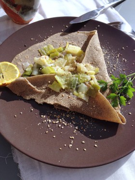 Galettes de sarrasin poireaux et béchamel vegan