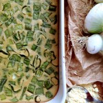 Green clafoutis aux queues d’oignons (ou cebettes) #vegan