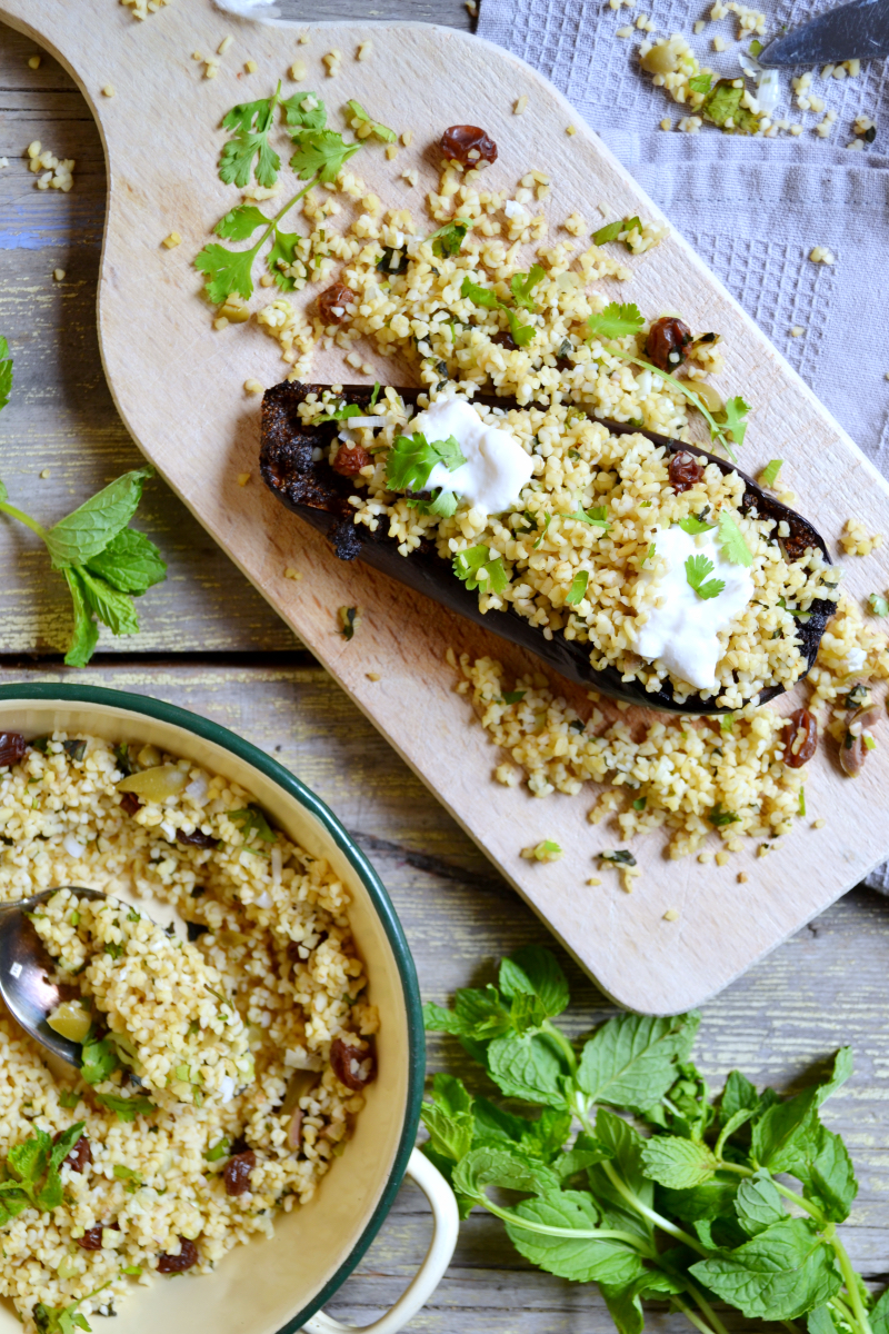 Aubergines à la chermoula et boulgour vegan Ottolenghi Jérusalem