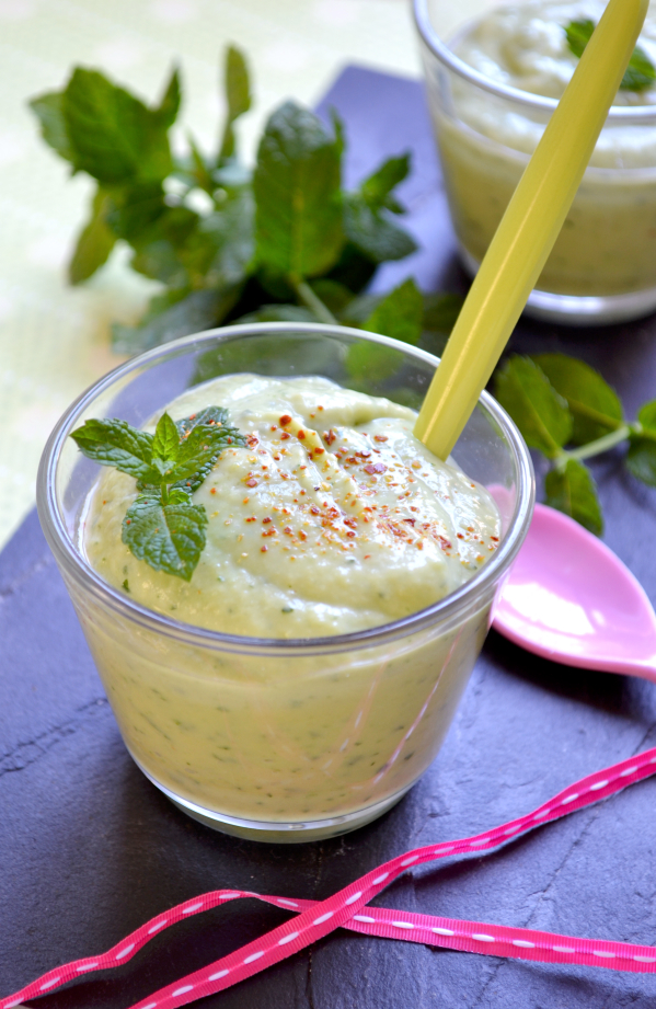 Gaspacho concombre avocat menthe vegan végétalien