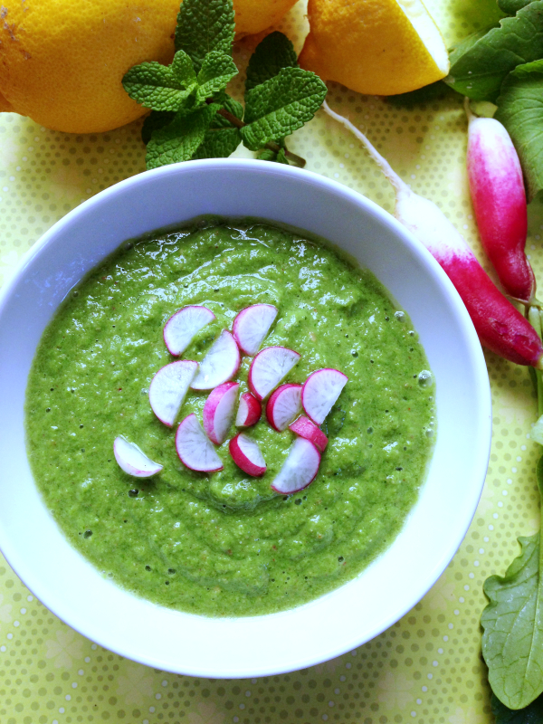 Gaspacho radis menthe vegan végétalien