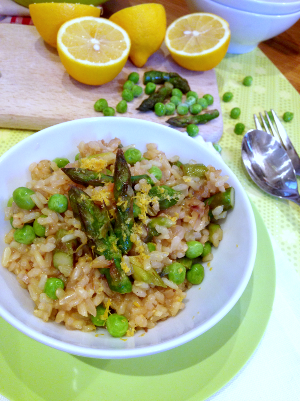 Spring risotto asperges petits pois citron vegan végétalien