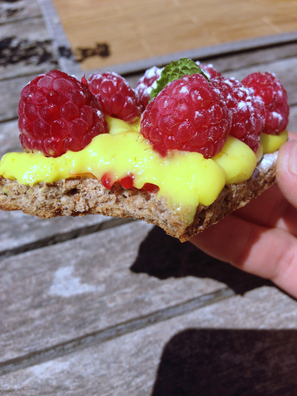 Tartelette framboises citron noisette vegan végétalien