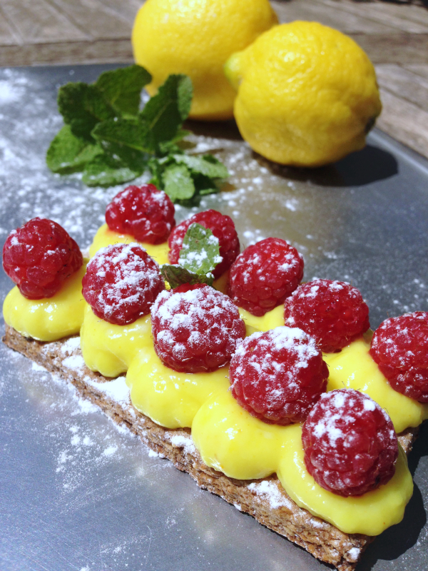 Tartelette framboises citron noisette vegan végétalien