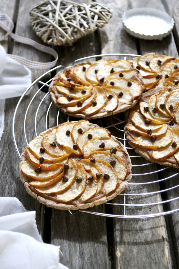 Tartelettes pommes marron chocolat vegan sans gluten 