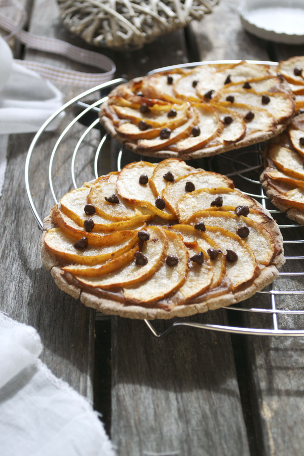 Tartelettes pommes marron chocolat vegan sans gluten