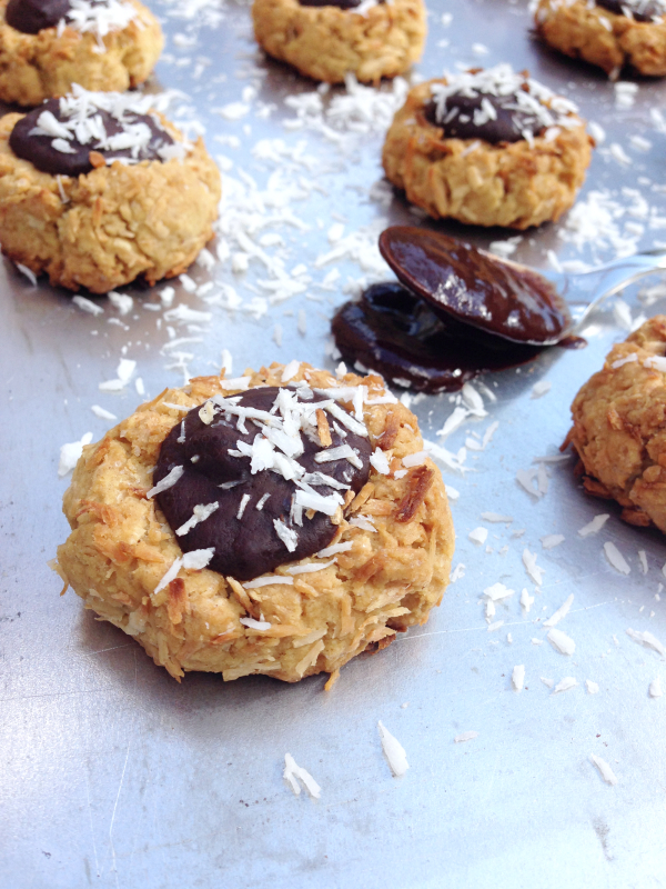 Thumbprint cookies coco chocolat vegan végétalien sans gluten