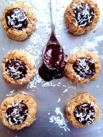 Thumbprint cookies coco chocolat vegan végétalien sans gluten